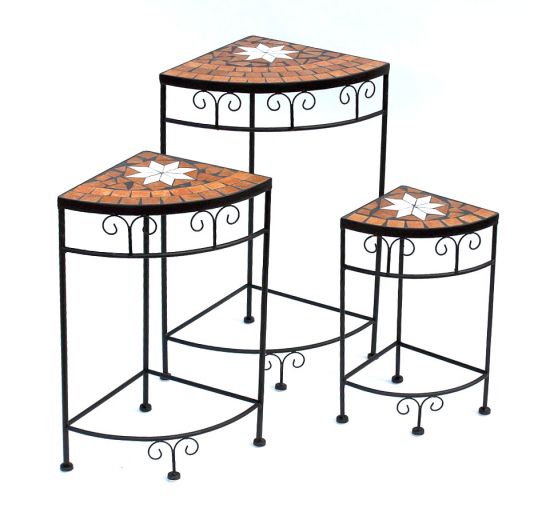 Merano mosaic flower stool set of 3 12013 flower stand 42, 52 and 62 cm corner shelf