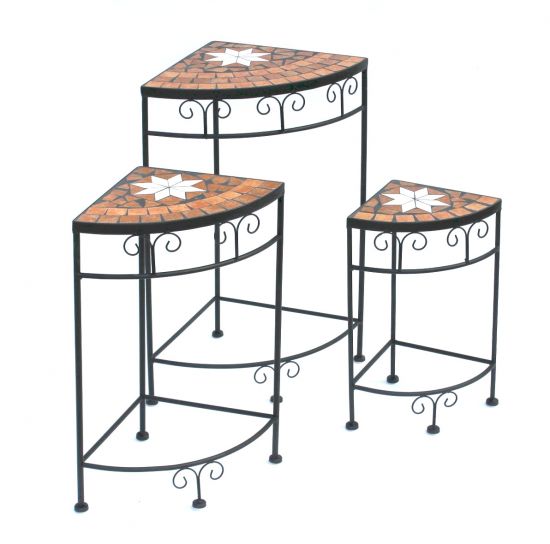 Merano mosaic flower stool set of 3 12013 flower stand 42, 52 and 62 cm corner shelf