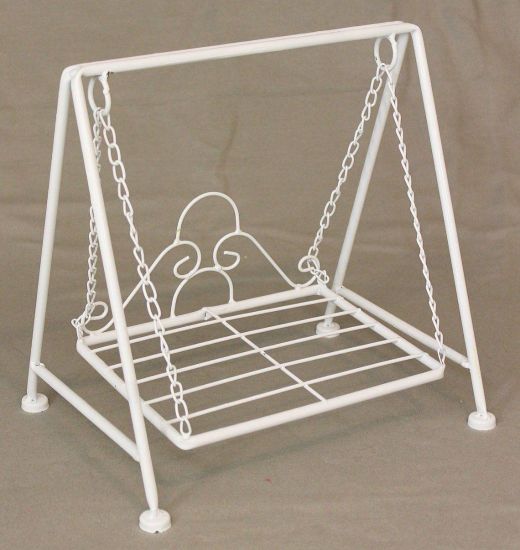 Preview: Blumenhocker Schaukel "Romance" Weiß 2073 Blumenständer 30 cm Puppe Dekoration