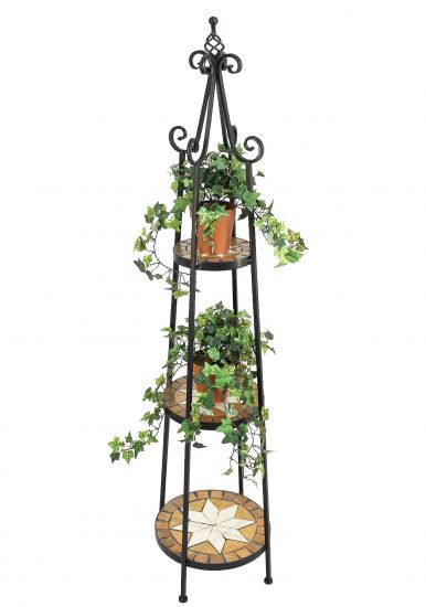 DanDiBo Blumenregal Mosaik Rund 140 cm Blumentreppe 12009 Blumenständer Blumensäule Pflanzenständer Groß