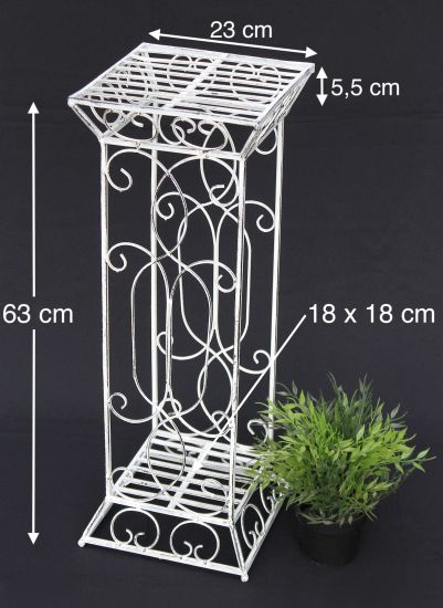 Preview: DanDiBo Blumenhocker Metall Weiß Eckig 2er Set 63 cm und 77 cm Blumenständer 20304 Blumensäule