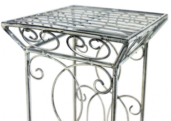 DanDiBo Flower Stool Metal White Square Set of 2 63 cm - 77 cm Flower Stand 20304 Flower Column