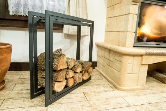 Preview: Kaminholzregal Square Kaminholzständer 70cm Holzkorb Kaminholzhalter Holzregal