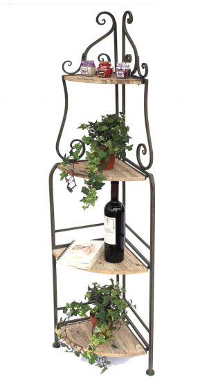 Preview: DanDiBo Eckregal Bücherregal mit 4 Ablagen Regal Malega 12061 aus Metall und Holz 145 cm Badregal Aufbewahrungsregal Leiterregal