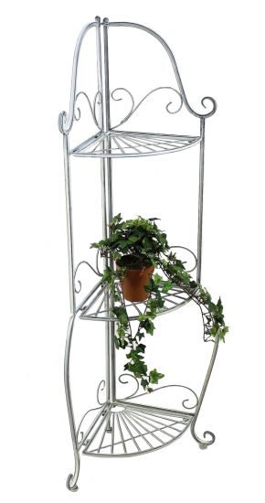 Corner shelf "Romance" 20113 Shelf made from metal 125cm Bathroom shelf antik grey Kitchen shelf