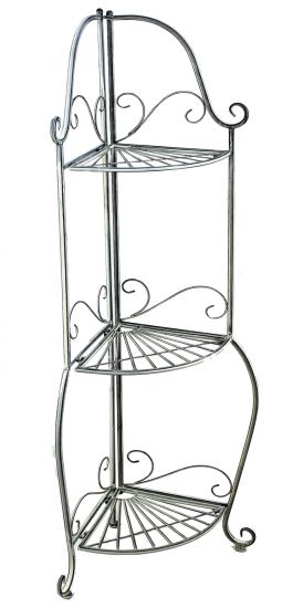 Corner shelf "Romance" 20113 Shelf made from metal 125cm Bathroom shelf antik grey Kitchen shelf