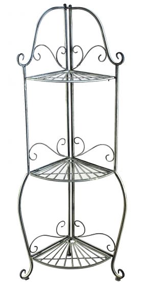 Corner shelf "Romance" 20113 Shelf made from metal 125cm Bathroom shelf antik grey Kitchen shelf