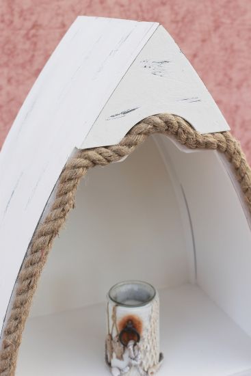 Preview: Boot Kommode 412-WH 117cm Badregal Weiß Shabby Schrank Badschrank Badmöbel Regal