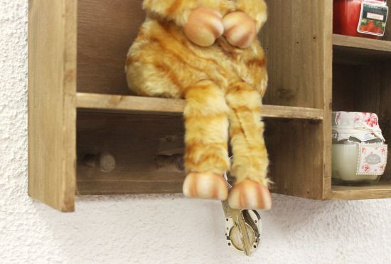 Preview: Setzkasten YX-14B221 Wandregal shabby 34cm Sammlervitrine Schlüsselhaken Regal