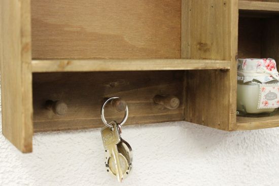 Preview: Setzkasten YX-14B221 Wandregal shabby 34cm Sammlervitrine Schlüsselhaken Regal