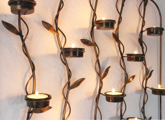 Preview: Wall tea light holder 10-0370 Metal wall candle holder 53 cm Tea light holder
