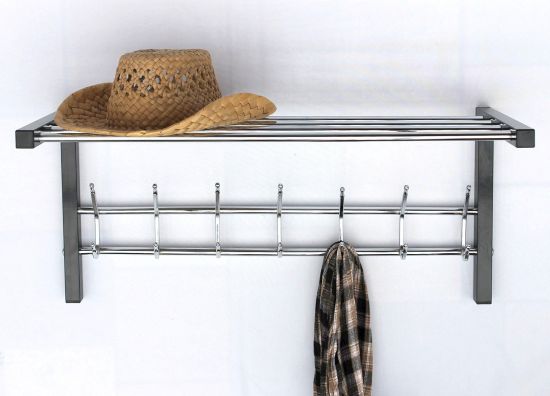 Preview: Wandgarderobe mit Hutablage Art.389 Garderobe 70cm Kleiderhaken Wandregal Haken