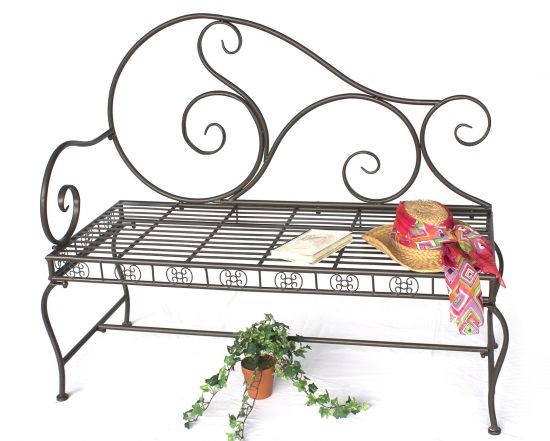 Preview: DanDiBo Gartenbank Metall Braun Wetterfest 123 cm Bank Sitzbank 2-Sitzer DY140488 Metallgartenbank mit Rückenlehne Parkbank Garten Antik