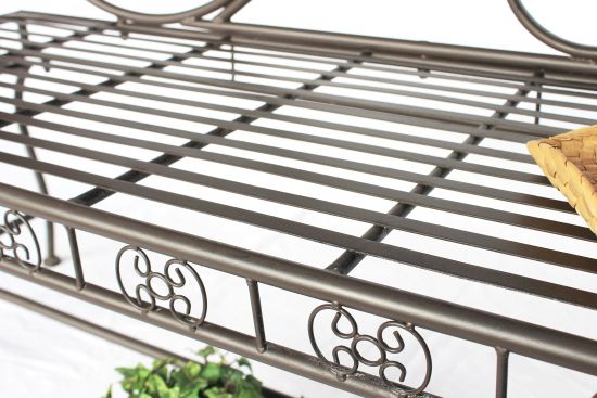 Preview: DanDiBo Gartenbank Metall Braun Wetterfest 123 cm Bank Sitzbank 2-Sitzer DY140488 Metallgartenbank mit Rückenlehne Parkbank Garten Antik