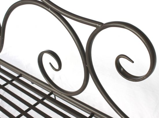 Preview: DanDiBo Gartenbank Metall Braun Wetterfest 123 cm Bank Sitzbank 2-Sitzer DY140488 Metallgartenbank mit Rückenlehne Parkbank Garten Antik