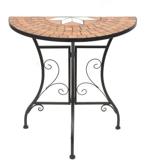 DanDiBo Tisch Halbrund Konsolentisch Wandtisch 120041 Beistelltisch Metall Mosaik 70 cm