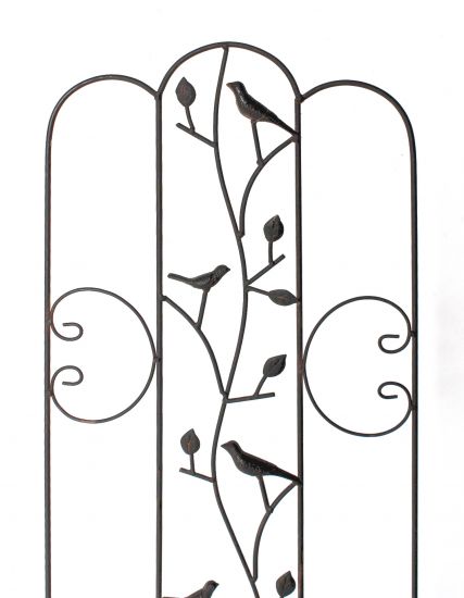 Preview: DanDiBo Rankhilfe Metall mit Vögel Blumengitter 110 cm Freistehend Rankgitter 1858 Steckzaun Kletterhilfe Zaun