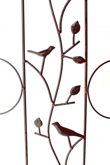 Preview: DanDiBo Rankhilfe Metall mit Vögel Blumengitter 110 cm Freistehend Rankgitter 1858 Steckzaun Kletterhilfe Zaun