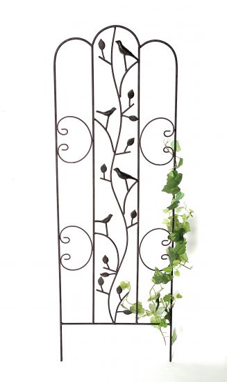 DanDiBo Rankhilfe Metall mit Vögel Blumengitter 110 cm Freistehend Rankgitter 1858 Steckzaun Kletterhilfe Zaun