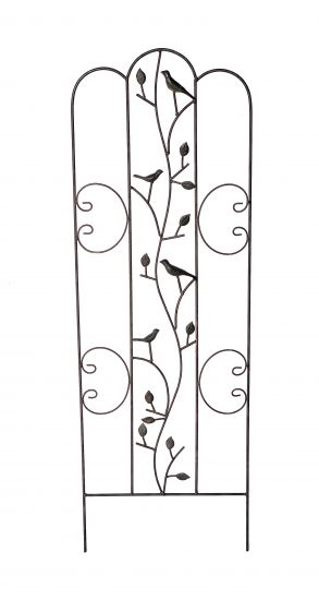 DanDiBo Rankhilfe Metall mit Vögel Blumengitter 110 cm Freistehend Rankgitter 1858 Steckzaun Kletterhilfe Zaun