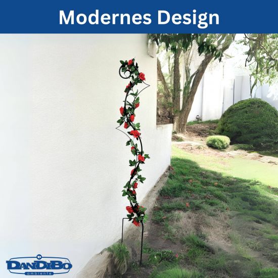 DanDiBo Rankhilfe Garten Metall Schwarz Riva Rankgitter für Kletterpflanzen 145 cm Kletterhilfe Bodenstecker