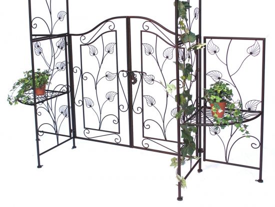 Preview: DanDiBo Rosenbogen mit Tor Tür aus Metall 101759 Gartentor 236x186 cm Schmiedeeisen Rankgerüst