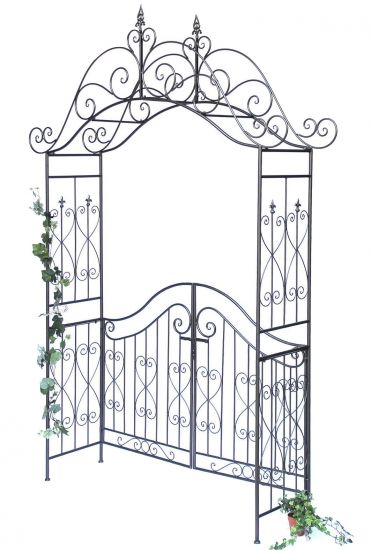 Rose arch with gate 131872 made from metal Garden gate 282x160cm Plant support