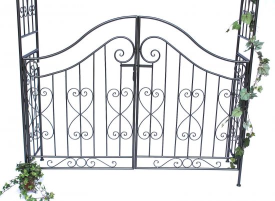 Rose arch with gate 131872 made from metal Garden gate 282x160cm Plant support