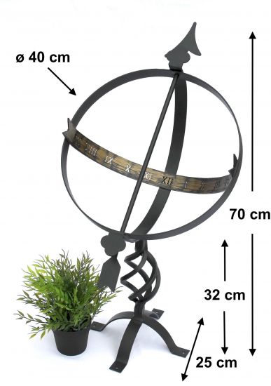 Preview: DanDiBo Sonnenuhr Garten Groß Metall Schwarz Schmiedeeisen Deko Wetterfest 70 cm Gartenuhr Uhr Deko