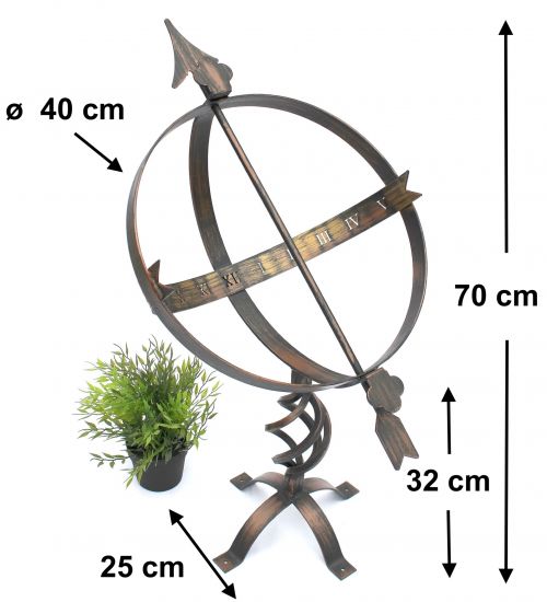Preview: DanDiBo Sonnenuhr Garten Groß Metall Patina Schmiedeeisen Deko Wetterfest 70 cm Gartenuhr Uhr Deko
