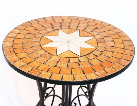 Preview: DanDiBo table mosaic metal mosaic table ? 60 cm 12001 garden table Mediterranean weatherproof bistro table side table garden with natural stone