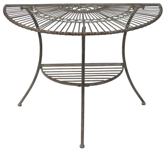 Preview: DanDiBo Tisch Halbrund Wandtisch Malega 100531 Beistelltisch aus Metall 100 cm Gartentisch Halbtisch Halbrundtisch Wandkonsole Konsole Wand