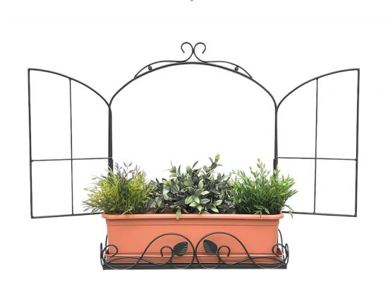 DanDiBo wall flower holder window black metal wall flower stand flower rack wall shelf shelf