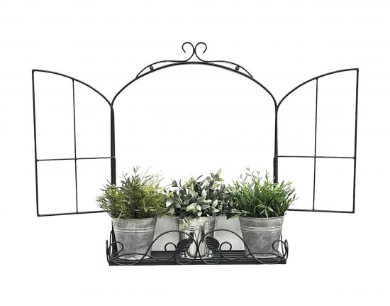 DanDiBo wall flower holder window black metal wall flower stand flower rack wall shelf shelf