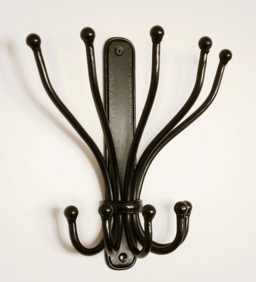 Preview: Wandhaken Steve Garderobe Kleiderhaken schwarz 5 Haken