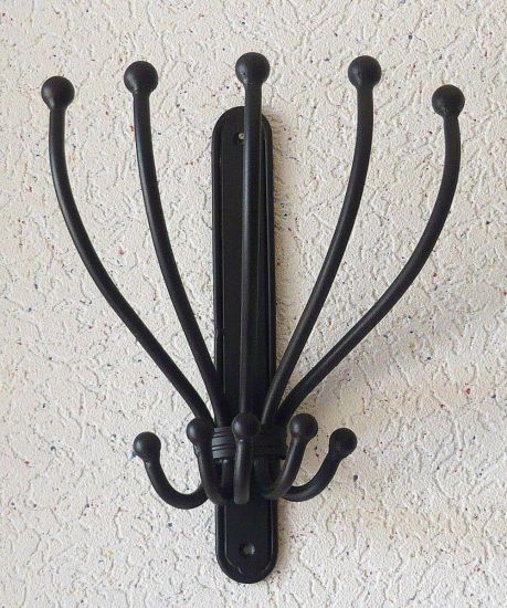Preview: Wandhaken Steve Garderobe Kleiderhaken schwarz 5 Haken