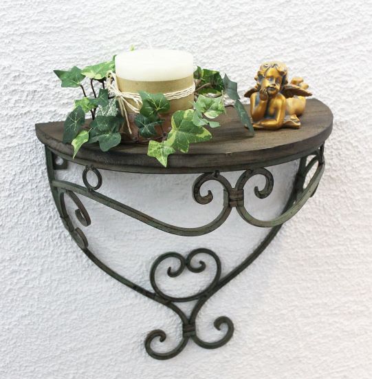 Wandregal 12095 Wandkonsole 31cm "Malega" S aus Metall mit Holzablage Badregal