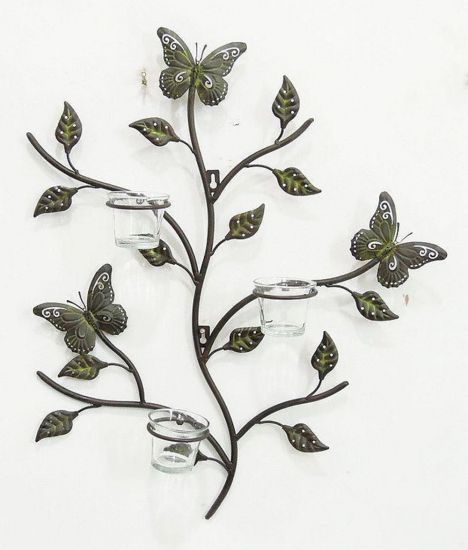 Preview: Wandteelichthalter 12120 Teelichthalter aus Metall 62cm Wandleuchter Kerzenhalter