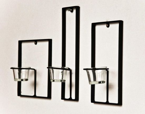Preview: Wandteelichthalter Carre 3-tlg. Wandkerzenhalter Metall Teelichthalter Teelicht