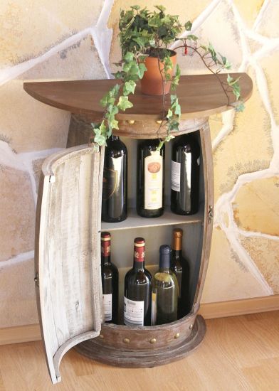 Wandtisch Tisch Weinfass 0373-R Braun Schrank Weinregal Fass 73cm Beistelltisch