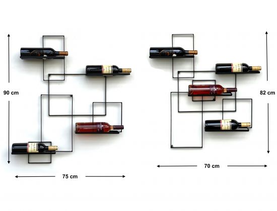 Preview: Weinregal Metall Schwarz Black Line Flaschenständer Flaschenregal Flaschenhalter Wandregal