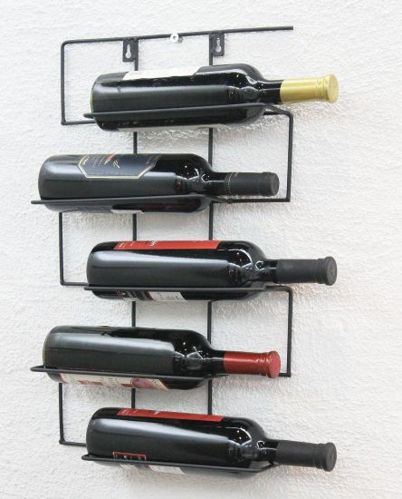 Preview: DanDiBo Weinregal Metall Schwarz Wand Cinco 53 cm HX13615 Modern Flaschenhalter Flaschenständer Wandregal Flaschenregal