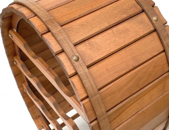 Preview: DanDiBo Weinregal Holz Stehend Weinfass 12 Flaschen Braun gebeizt Flaschenregal Flaschenhalter Fass