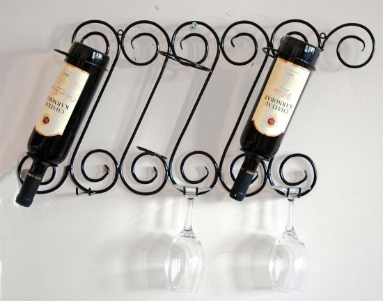 Preview: Weinregal "Tinto" Flaschenständer Metall 60cm Flaschenhalter Wan