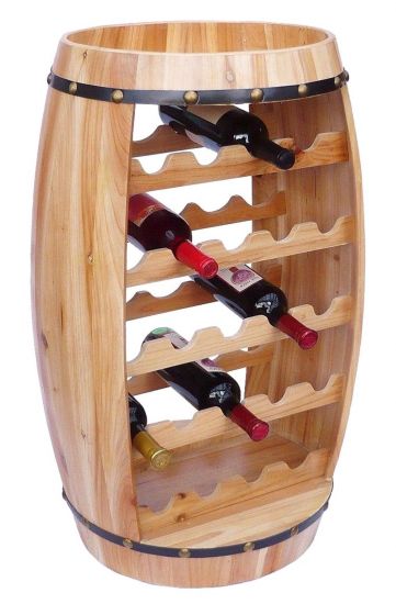 DanDiBo Weinregal Holz Stehend Weinfass 0370 Fass 80 cm Flaschenregal Flaschenständer Flaschenhalter Natur Bar Weinbar