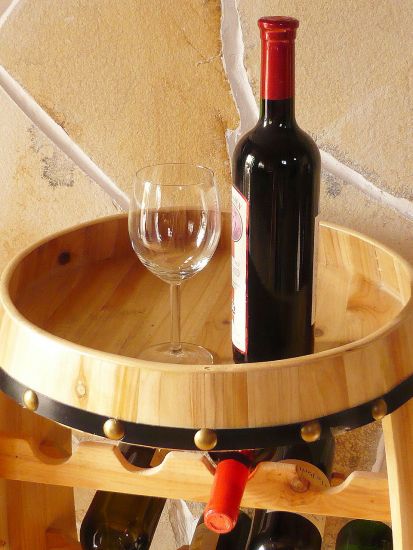 DanDiBo wine rack wood standing wine barrel 0370 barrel 80 cm bottle rack bottle stand bottle holder nature bar wine bar