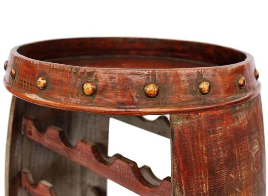 DanDiBo wine rack wood standing wine barrel 0370-R barrel 80 cm bottle rack bottle stand bottle holder brown bar wine bar