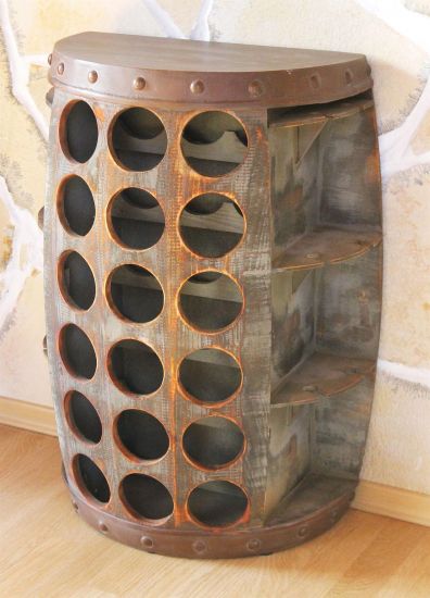 DanDiBo wine rack wood standing rustic wine barrel bottle rack 1486 side table cabinet barrel wine bar