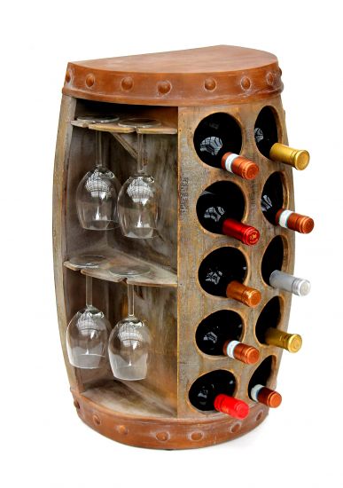 Wine rack Wine barrel 1547 Side table Cabinet Barrel made of wood 65 cm Wine bar Bar