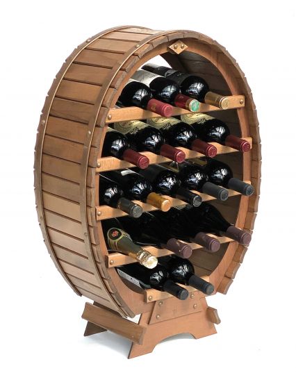 DanDiBo Weinregal Holz Stehend Weinfass 18 Flaschen Braun gebeizt Flaschenregal Flaschenhalter Fass